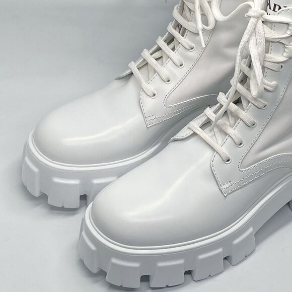 Prada Monolith Leather & Nylon Lug Sole Combat boots size 40 - Picture 4 of 13